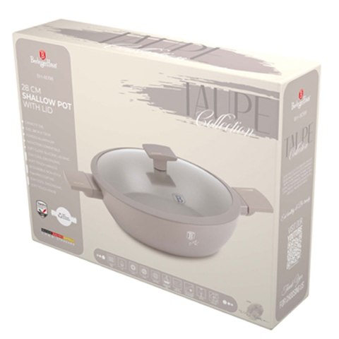 PŁASKI GARNEK TYTANOWY Z POKRYWĄ 28cm BERLINGER HAUS BH-8098 TAUPE BERLINGER HAUS