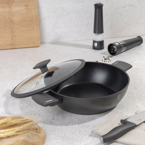 PŁASKI GARNEK TYTANOWY Z POKRYWĄ 28cm BERLINGER HAUS BH-8128 ANTRACIT BERLINGER HAUS