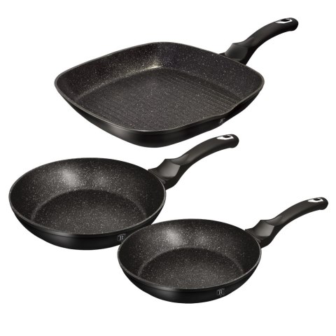 ZESTAW 3 PATELNI GRANITOWYCH BERLINGER HAUS BH-6157 BLACK SILVER BERLINGER HAUS