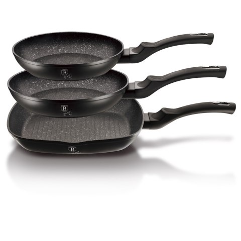 ZESTAW 3 PATELNI GRANITOWYCH BERLINGER HAUS BH-6157 BLACK SILVER BERLINGER HAUS