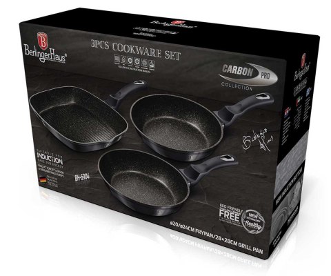 ZESTAW 3 PATELNI GRANITOWYCH BERLINGER HAUS BH-6904 CARBON PRO BERLINGER HAUS