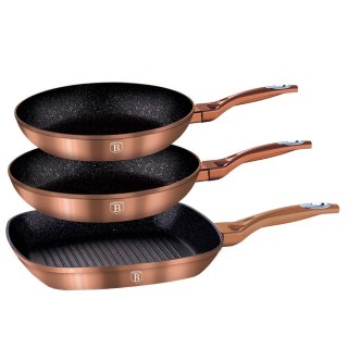 ZESTAW 3 PATELNI GRANITOWYCH BERLINGER HAUS ROSE GOLD LINE BH-1279 BERLINGER HAUS