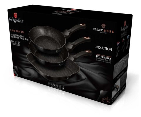 ZESTAW 3 PATELNI GRANITOWYCH BERLINGERHAUS BLACK ROSE BH-6156 BERLINGER HAUS ZESTAW 3 PATELNI GRANITOWYCH BERLINGERHAUS BLACK ROSE BH-6156 BERLINGER HAUS