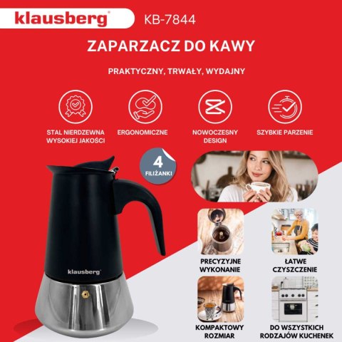 KAWIARKA ZAPARZACZ DO KAWY 200ml KLAUSBERG KB-7844 INDUKCJA KLAUSBERG