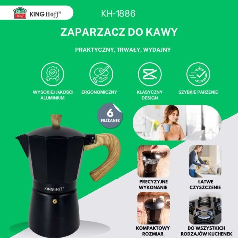 KAWIARKA ZAPARZACZ DO KAWY 300ml KINGHOFF KH-1886 INDUKCJA KINGHOFF