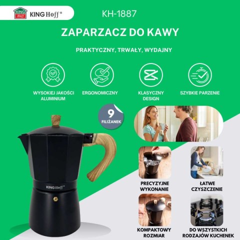 KAWIARKA ZAPARZACZ DO KAWY 450ml KINGHOFF KH-1887 INDUKCJA KINGHOFF