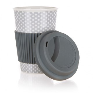 KUBEK CERAMICZNY 400ml Z POKRYWĄ SILIKONOWĄ BANQUET GO szary BANQUET