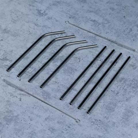 SŁOMKI METALOWE DO NAPOJÓW  8szt. + ETUI KH-1357 